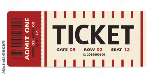 Realistic ticket admit for festivals, event, theater, concert, play.