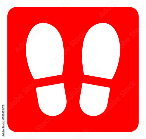 足跡 靴跡 シルエット ピクト アイコン レッド