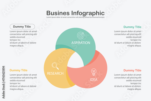 Flat business presentation vector slide template with diagram chart