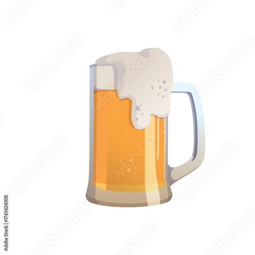 Mug of fresh beer isolated on white background - Vector illustration