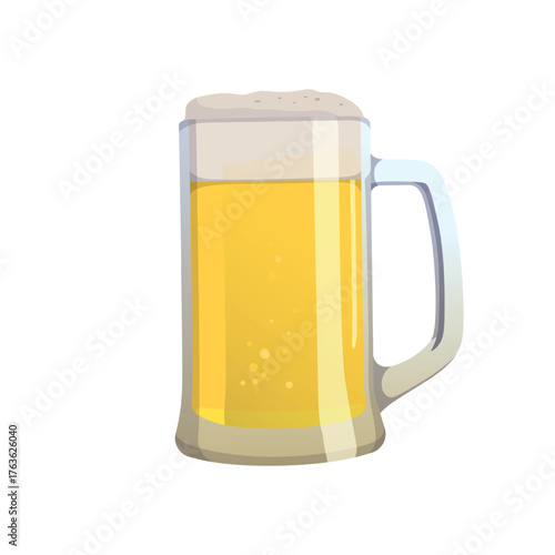 Mug of fresh beer isolated on white background - Vector illustration