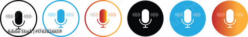 Microphone with sound wave icon. microphone icon with sound waves digital audio recording device.Voice message and podcast symbol.Audio speech podcast mic symbol on transparent background
