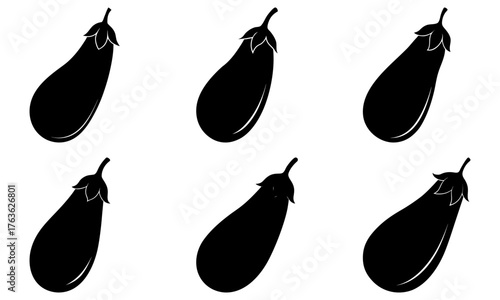 Fresh eggplants offering a healthy diet choice for a balanced meal, promoting wellness with simple vegetable icons for cooking inspiration