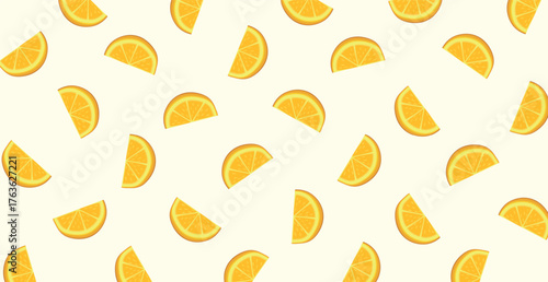 Panoramic pattern white background to orange slices - Vector illustration