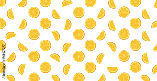 Panoramic pattern web background of rings and orange slices - Vector illustration