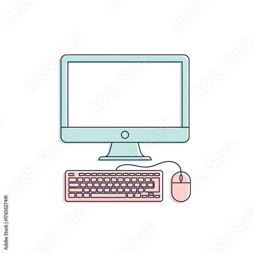 A clean and modern desktop computer setup features a monitor