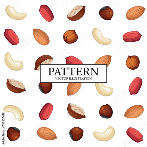 Pattern background set of different nuts - Vector illustration