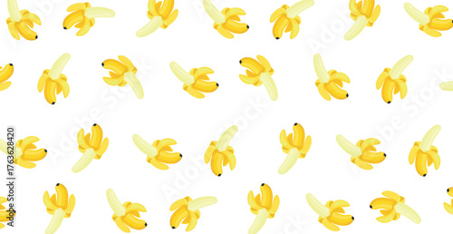 Panoramic banana pattern on white background - Vector illustration