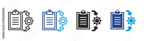 Process icon set multiple style collection