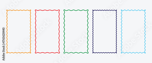 Frame decoration background set. Cute wavy lace and curly wedding decor. Set of elegant whimsical hand drawn, Elegant classic line decorations with zigzag and whimsy edges. eps 10