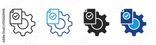 Gear Document icon set multiple style collection