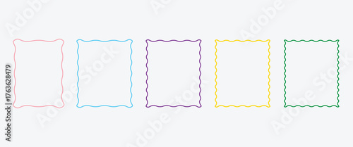 Frame decoration background set. Cute wavy lace and curly wedding decor. Set of elegant whimsical hand drawn, Elegant classic line decorations with zigzag and whimsy edges. eps 10