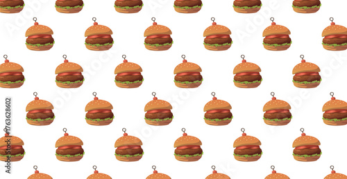 Panoramic pattern burger on a white background - Vector illustration