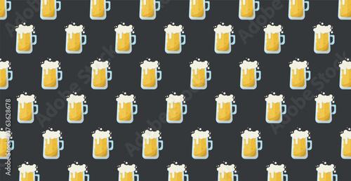 Panoramic pattern of beer on a white background - Vector illustration