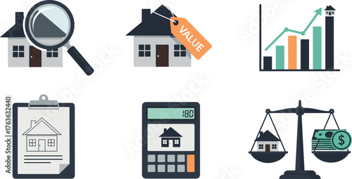 Real Estate Icons: Property, Value, Growth, and Finance