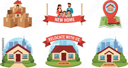 Moving to a new home illustration collection