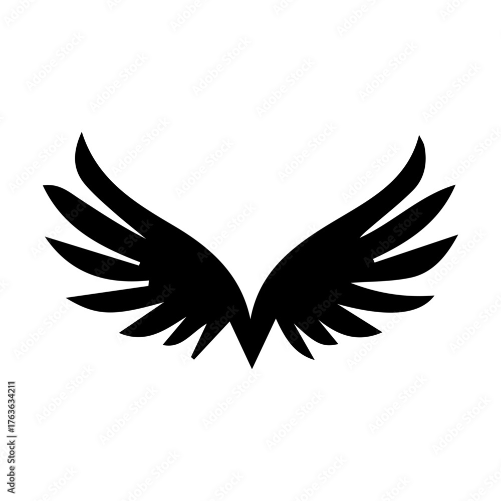 Fototapeta premium Abstract and Symmetrical Pair of Feathered Wings Icon or Design Element
