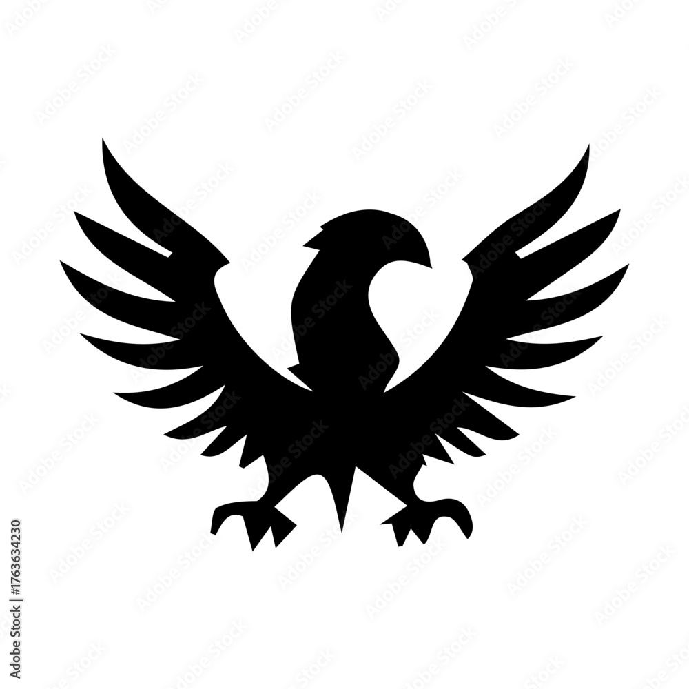 Obraz premium Solid, Stylized Eagle Mascot Figure with Outstretched Wings and Tail