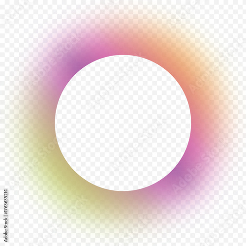 Shining circle frame with gradient isolated on transparent background. Fluid vivid color gradients collection