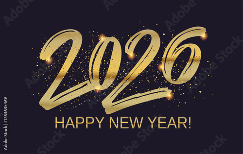 Merry Christmas and Happy New 2026 Year - cute hand drawn doodle lettering postcard. Hello 2026. Holly Jolly, Tis the season.