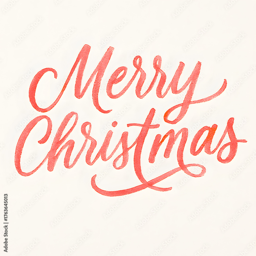 Obraz premium Merry Christmas Text in Red Cursive