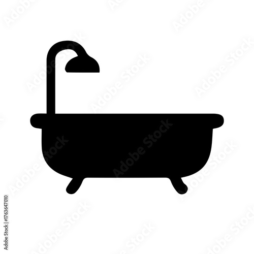 Freestanding Oval Bathtub with a Shower Head and Feet Icon