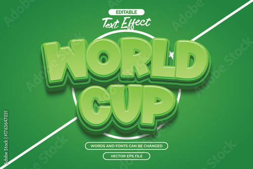 World cup editable text effect with 3d green text style