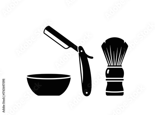 Shaving tools with razor, bowl, and brush for No Shave November  