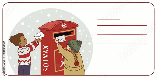 Kids posting letters in the winter season