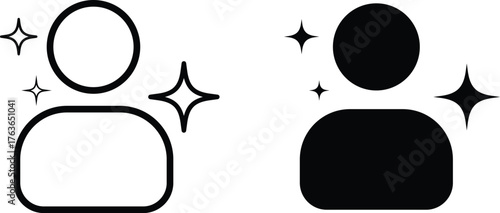 User icon sparkle star symbol | magic, filters, effects sign icons. User icon with Generative AI sparkle stars symbol. Artificial intelligence sign. for social media, photo editing apps on transparent