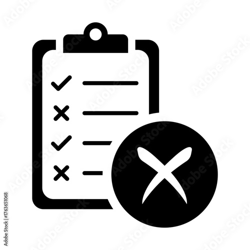 Checklist Clipboard with Deny icon