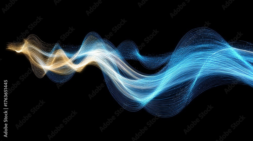 Fototapeta premium A vibrant representation of digital energy flow, depicted through dynamic wave streaks showcasing motion and innovation.