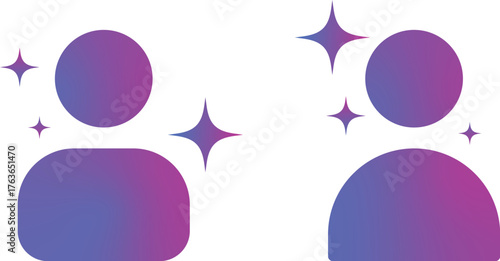 User icon sparkle star symbol | magic, filters, effects sign icons. User icon with Generative AI sparkle stars symbol. Artificial intelligence sign. for social media, photo editing apps on transparent