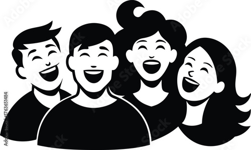 Group of people laughing silhouette