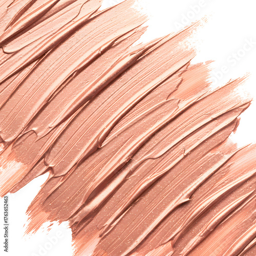100% realistic, high-resolution abstract background with luxurious metallic rose gold brush strokes. Features rich, visible acrylic or oil paint texture, conveying elegance and modern style. Ideal for