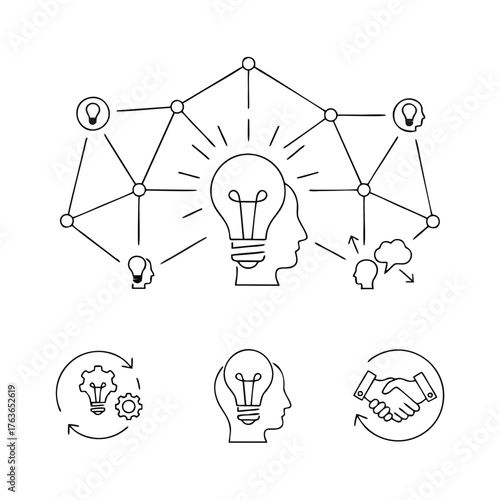 innovation and teamwork icon set