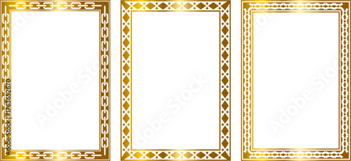 Symmetrical decorative ornament border swith golden vintage byzantine sryle elemens