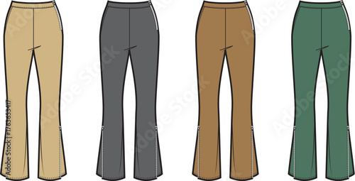 Versatile Pants Collection Fashionable Flare Leg Trousers in Earthy Tones