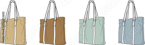 Four Stylish Tote Bags Versatile Designs in Various Colors for Fashion and Everyday Use