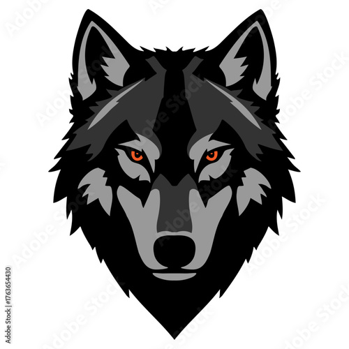 wolf head with red eyes logo vector illustration