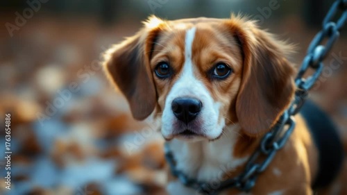 Wallpaper Mural Adorable beagle puppy with curious eyes in autumn setting Torontodigital.ca