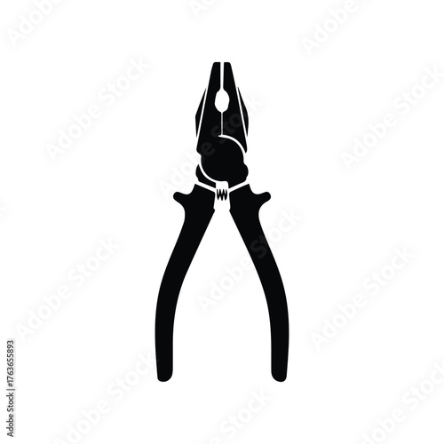 Silhouette of a Pliers: A stark black and white depiction of a set of pliers, the essential tool for gripping and manipulating small objects with precision.
