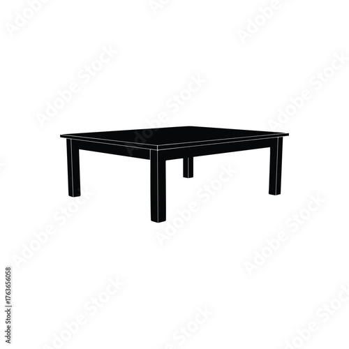 Silhouette of a Modern Table: A minimalist black table, characterized by its clean lines and simple form, stands isolated, showcasing contemporary design and functional elegance.
