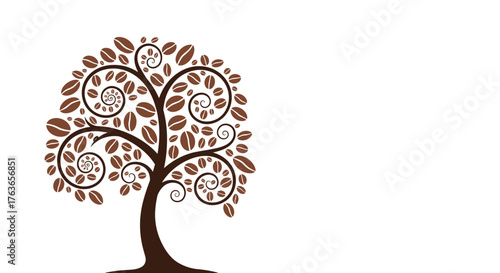 Coffee Bean Tree Abstract Design.
