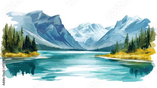 Nahanni National Park Reserve. Nahanni National Park Reserve hand drawn watercolor illustration