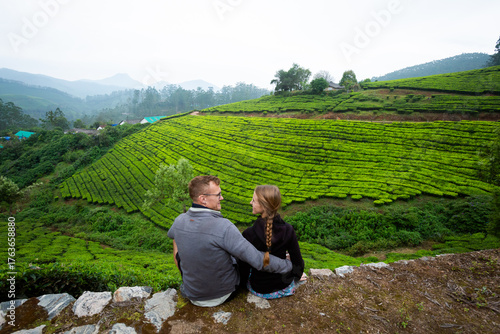 Tourists in Munnar tea plantations India