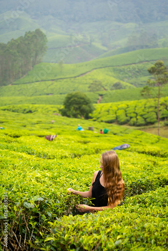 Tourist in Munnar tea plantations India