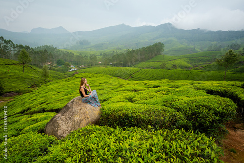 Tourist in Munnar tea plantations India