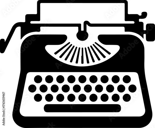 Typewriter silhouette vector illustration