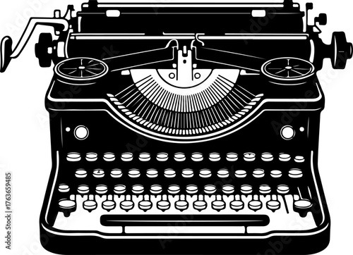 Typewriter silhouette vector illustration